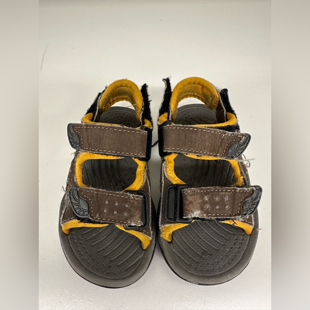 One Step Ahead Brown and Yellow Toddler Sandals